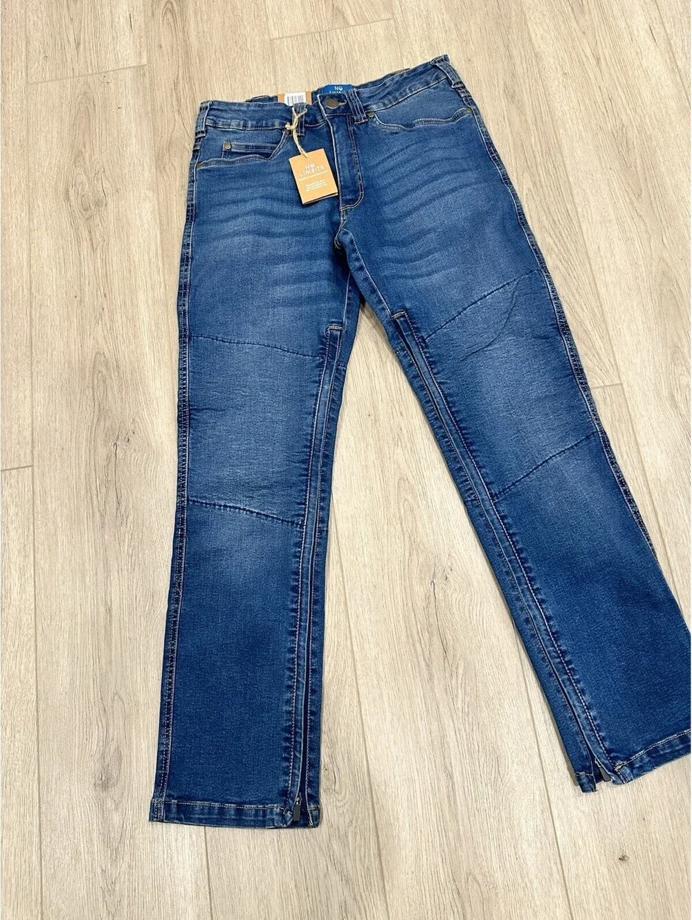 NWT No Limbits Blue Dark wash Denim Jeans Stretch Hidden Zippers Mens 30x30